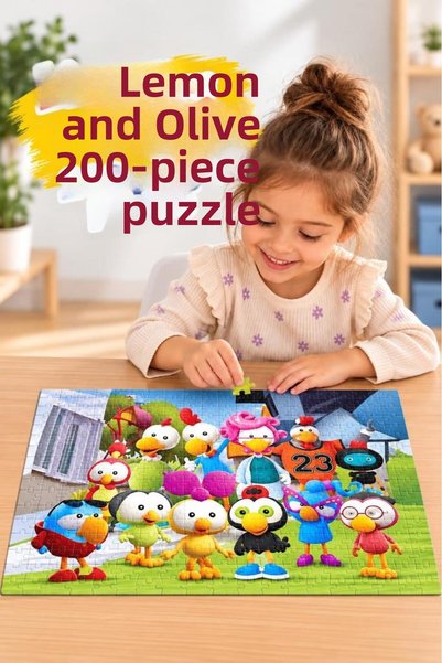 Tıfıl Toys لغز على شكل ليمون وزيتون مكون من 200 قطعة، ذو طابع شخصيات ملونة، ب...