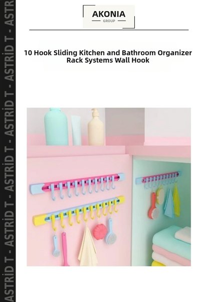 Generic Brand 10-Hook Rail Kitchen Bathroom Organizer Hanger Hanging Systems ...