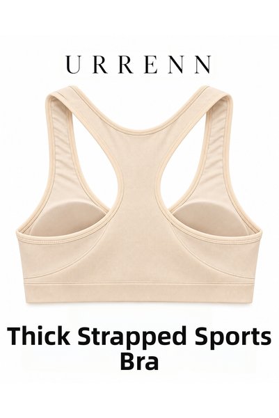 Urrenn Padded Thick Strap Basic Sports Bra - Gathering, Supportive, Athlete-Friendly.