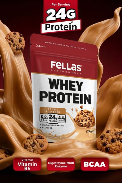 Fellas مسحوق بروتين مصل اللبن | 24 جرام بروتين 5 حصص | نكهة الكوكيز (175 جرام)
