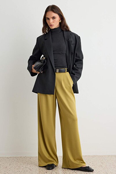 Trendyol kolekcija Kaki široke pletene pantalone mekane na dodir TWOAW27PL00043