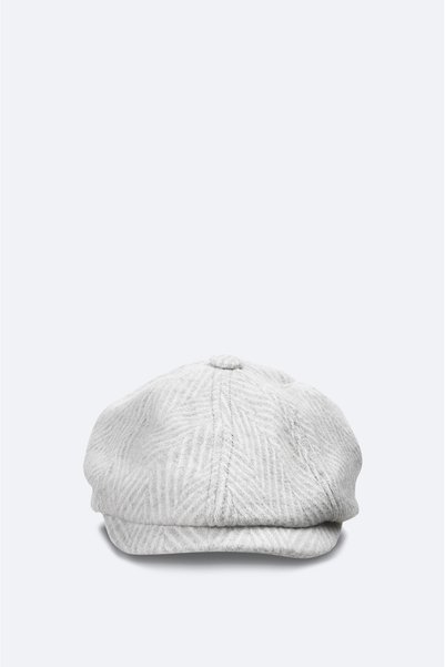 Avva Men's Ecru Wool Blend Patterned Cap Hat A42Y9280