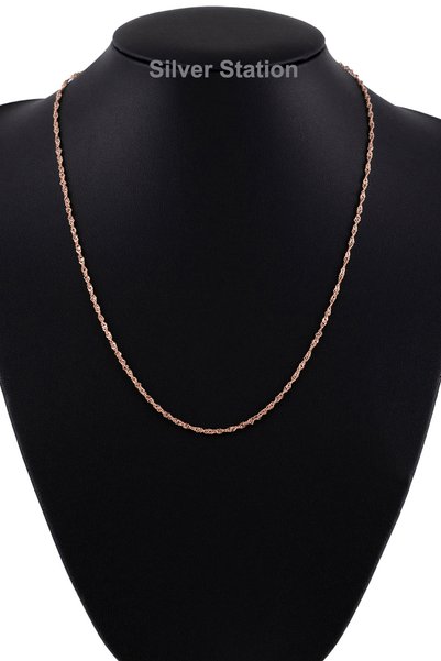 Silver Station Rose Altın Renk 925 Ayar Gümüş Kolye - Dönerli Kolye 40-45-50-...