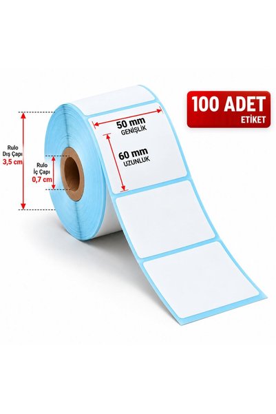 Ventus 50mmx60mm Termal Etiket (1 Rulo * 100 Etiket)