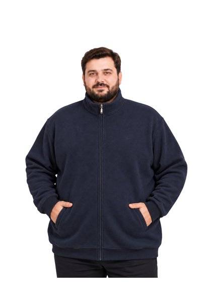 BattalModa Ανδρική ζακέτα μεγάλου μεγέθους σε μπλε ναυτικό χρώμα Σελανίκη με ...