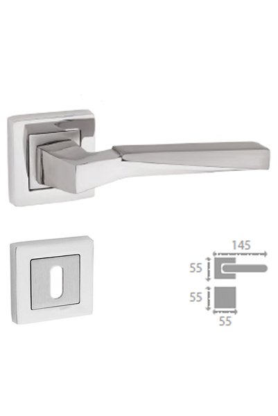 İSTANBUL DOOR HANDLES ERCİYES NİKEL SATEN KAPI KOLU KARE ROZETLİ ODA (TK)