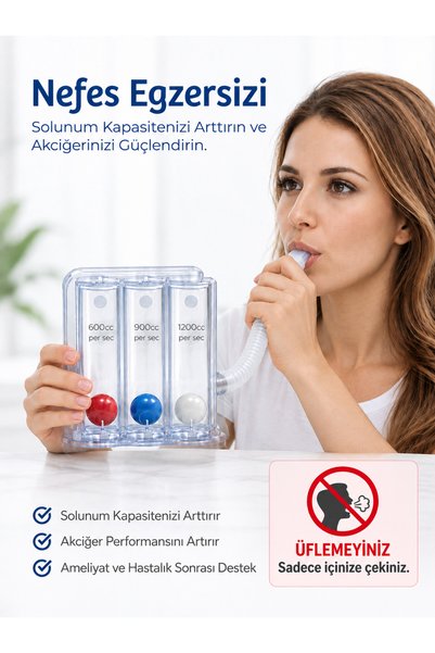 MEDAS LİFE Triflo 3 Toplu Nefes Egzersiz Cihazı (Incentive Spirometre) | Akci...