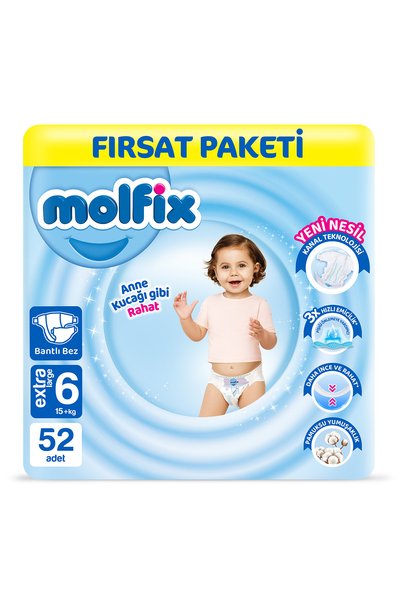 Molfix Baby Diapers Size 6 Extra Large Opportunity Pack 52 Pieces