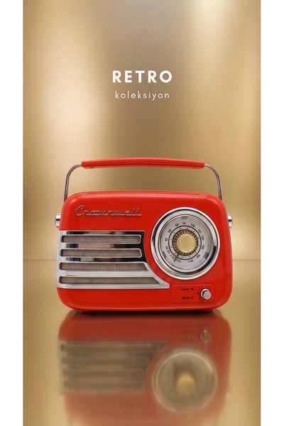 Pat Aksesuar Crownell Turuncu Retro Bluetooth Radyo – 23x19 cm, FM/AUX/USB De...