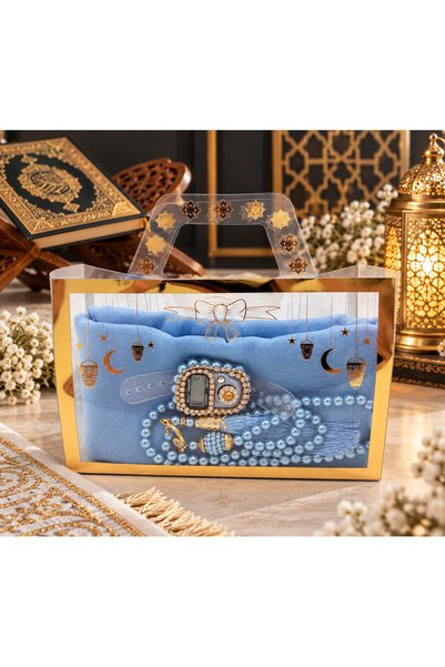 LenaToptan 1 Ramadan-Themed Bag Contains a Fringed Cover, Prayer Beads, and a...