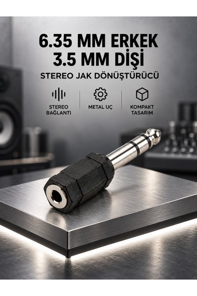 MVLH 3.5 mm Dişi - 6.35 mm Erkek Jack Dönüştürücü Kulaklık ve Amfi Ses Çevirici Adaptör