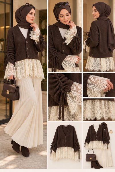 Cardella Liora Lace Detailed Knitwear Cardigan