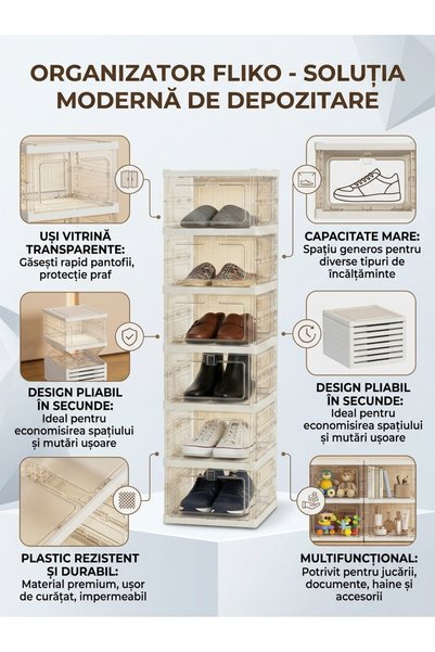 OEM Organizator modular pentru încălțăminte, Pantofar pliabil cu uși transpar...