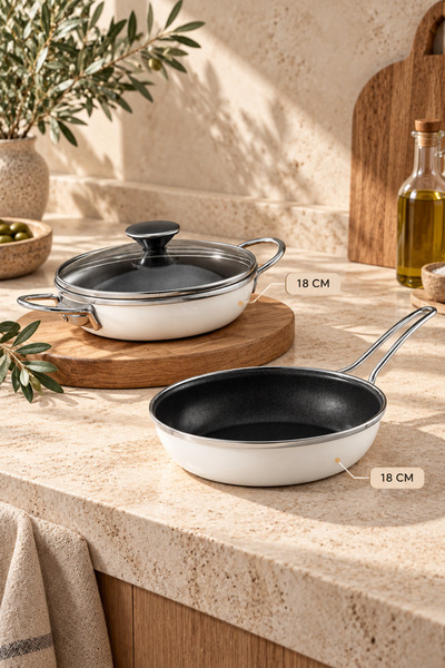 Bonera Set de vase emailate Academia de 18 cm, 3 piese – Strat interior din t...