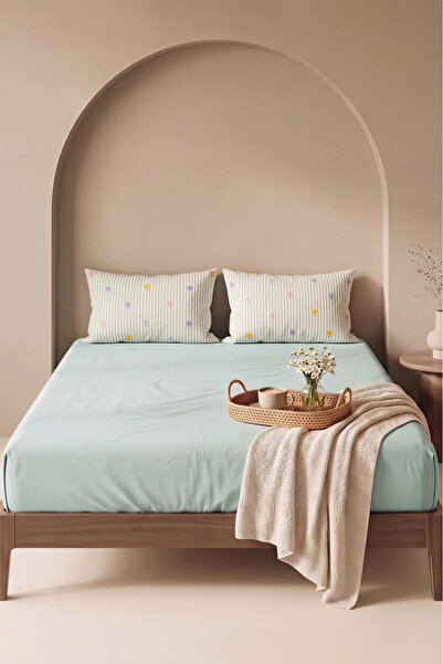 Rivaİstanbul Green Lisa Double Flat Sheet Set - 3 Pieces