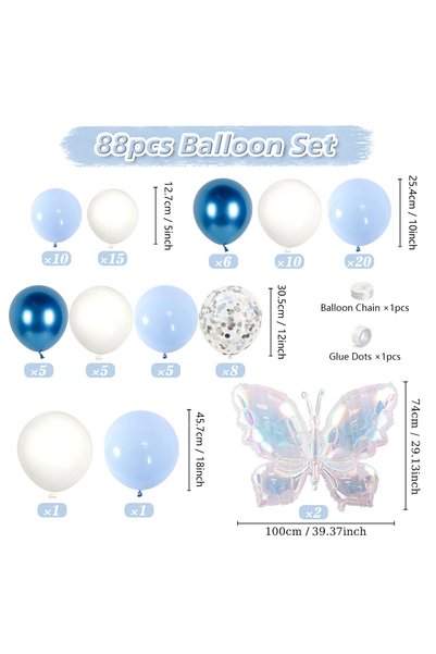 Choice Other Balloon Set Colorful Butterfly Balloon Set, Blue and White Latex...