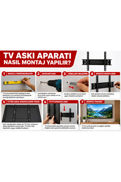YDGR 55" Ile 65" Inç Arası Ekran Uyumlu Televizyon Sabit Askı Aparatı