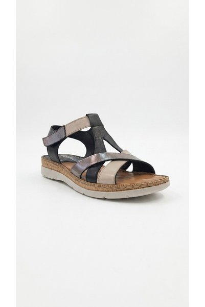 Ustalar Ayakkabı Çanta Black Multi Women's Genuine Leather Sandals 213.S-553-...