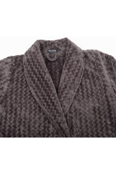 MEYHOME Wellsoft Şalyaka Unisex Dressing Gown (Zik-Zak Pattern) Anthracite