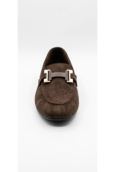 Ustalar Ayakkabı Çanta Brown suede women's flat shoe 319.156-080