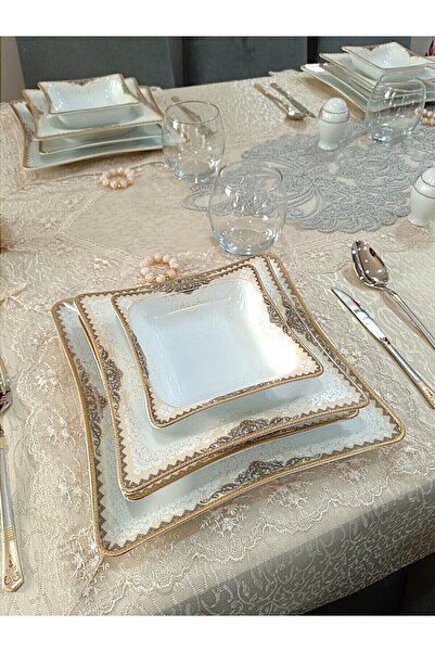 Pars 6 Kişilik Gold Osmanlı Deseni 24 Parça Yemek Takımı