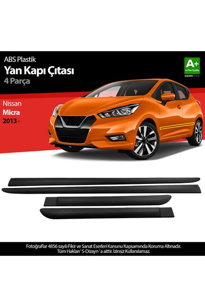 S Dizayn S-Dizayn Nissan Micra ABS Plastik Yan Kapı Koruma Çıtası 2013 Üzeri A+ Kalite PLY-6699