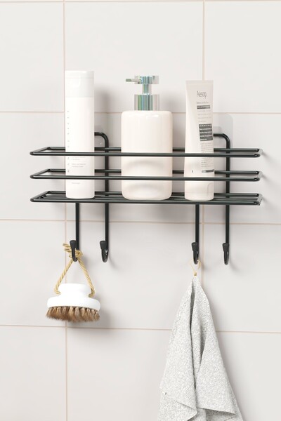 zabata Adhesive Hanging Bathroom Shelf Shower Shampoo Holder Wall Organizer Kitchen Countertop Wall Organizer