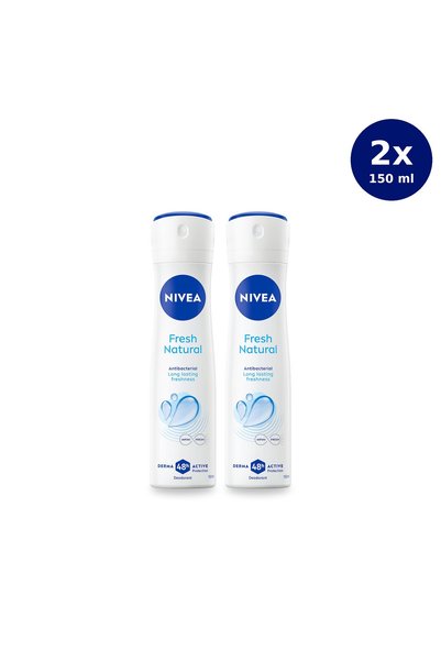 NIVEA Deodorant spray proaspăt pentru femei, 48h, 150 ml x2
