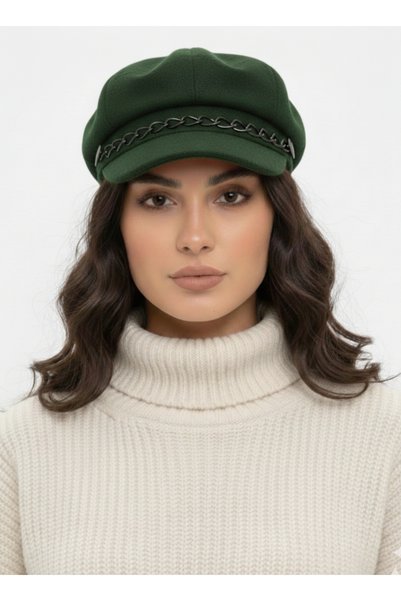 STELLA VESTİNO Kaşe Women's Captain Hat - Chain Detailed Beret