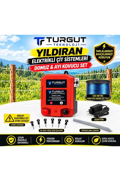Set -2 KROM TELLİ MİSİNELİ İP TEL DOMUZ VE AYI KOVUCU YILDIRAN ELEKTRİKLİ ÇİT SİSTEMLERİ TURGUT TEKNOLOJİ-MT