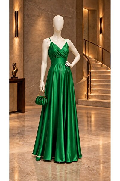 Modafeminen Rochie din satin cu bretele 582151 VERDE