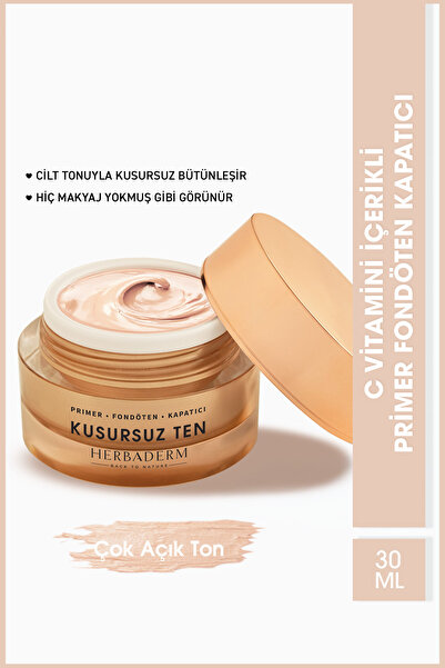 Herbaderm Flawless Skin Primer, Foundation, Concealer Very Light Tone