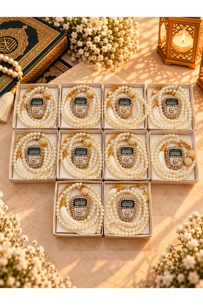 lenagiftworkshop 10 Pieces Mawlid-Hajj-Umrah Gift White Stone Rosary Counter ...