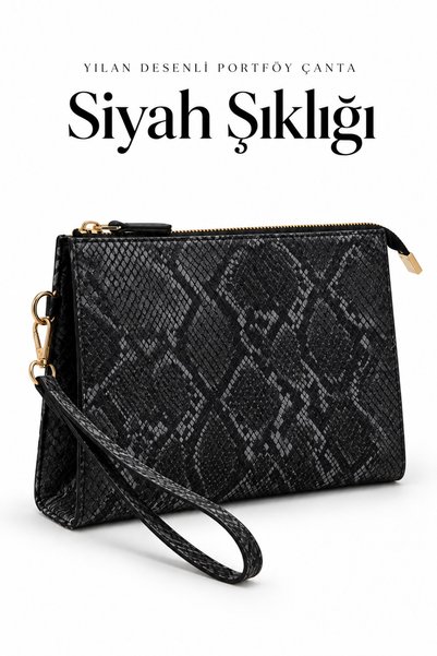 EYCH Nora Women's Portfolio Handbag - Patterned Clutch Bag with Wrist Strap