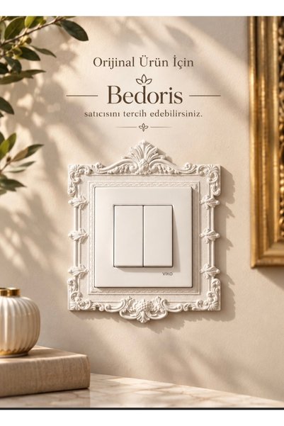 Bedoris Antik Barok Dekoratif Anahtar/ Priz Çerçevesi – Vintage Çerçeve Beyaz