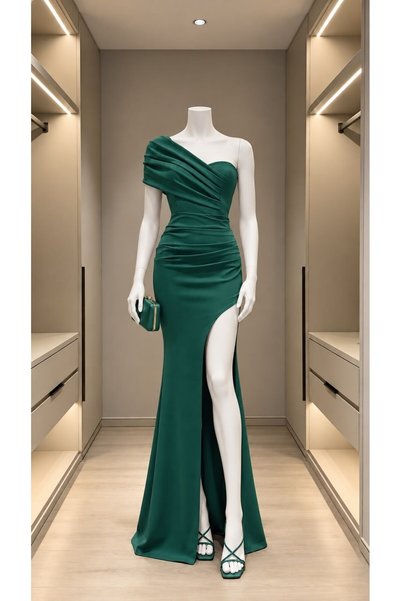 Modafeminen Rochie cu un singur umăr din țesătură scuba cu fantă cu design sp...