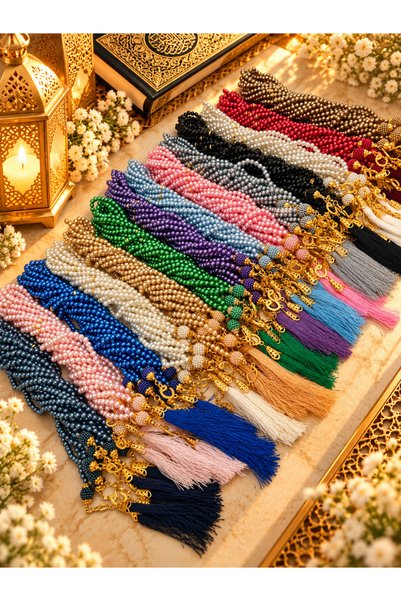 lenagiftworkshop 10 GIFT VAVLI PLASTIC PEARL PRAYER ROSARY 99'S WITH TASSELS