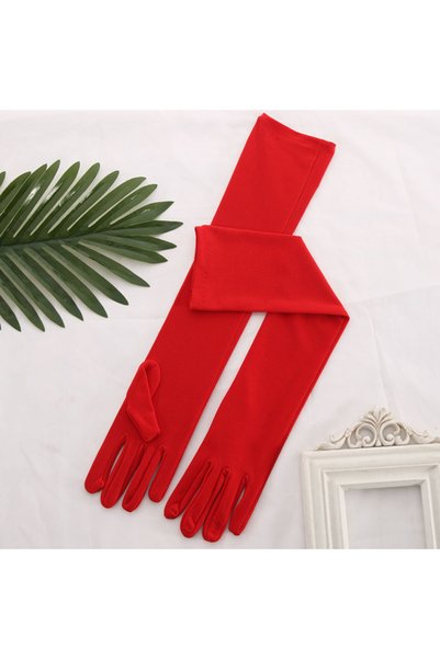 Choice5 45cm Red Women Milk Silk High Stretch Long Gloves Classic Retro Adult...