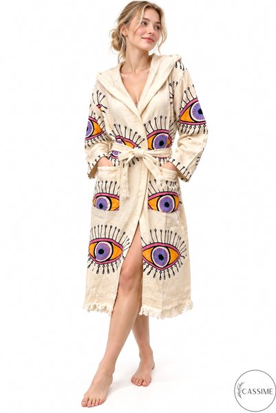 Cassime Women's Pink Purple Eye Evil Eye Stone Print 100% Cotton Muslin Below...