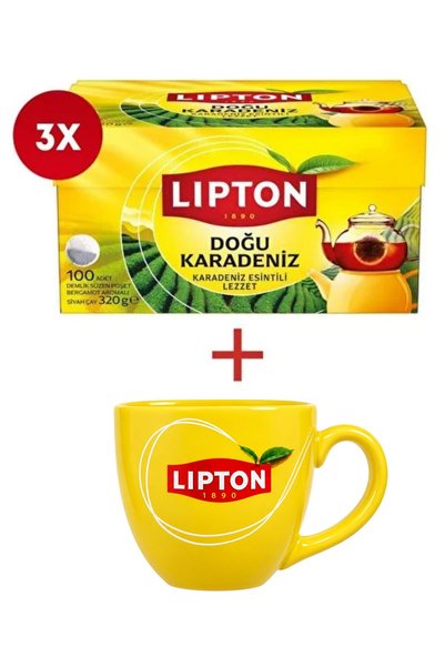 Lipton Doğu Karadeniz Bergamotlu Demlik Çay 100lü x 3 + Hediye Kupa