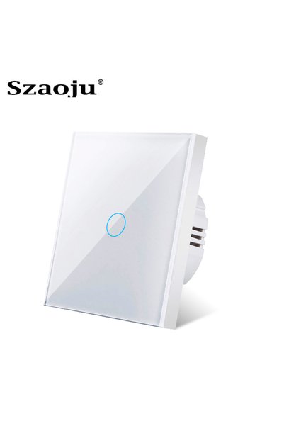 Choice6 white 1-gang Touch Switch EU Light Sensor Switches Crystal Glass LED ...