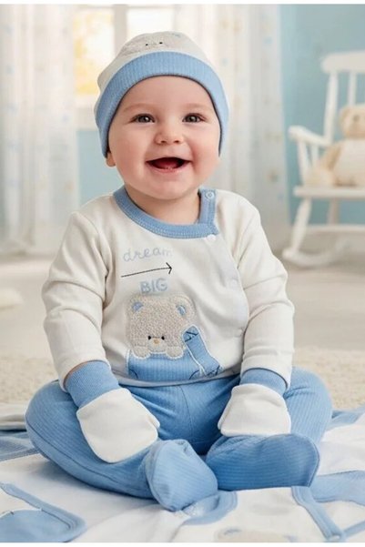 MİLAYS LİFE HOME COLLECTİON Süzene Ayicik Bi̇g Dream Embroidered Organic Cott...