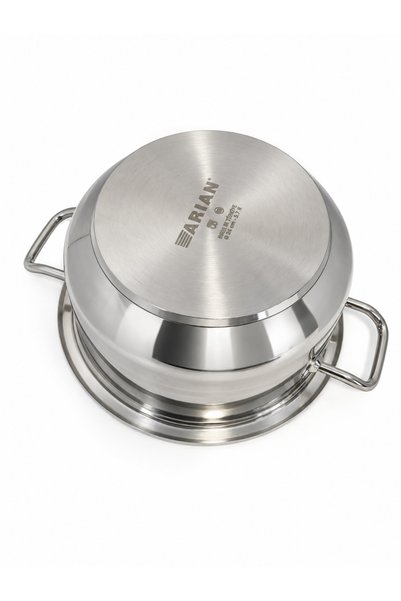 OEM Cratiță din inox cu capac și fund dublu, 5,7 L, diametru 24 cm, înălțime 14 cm