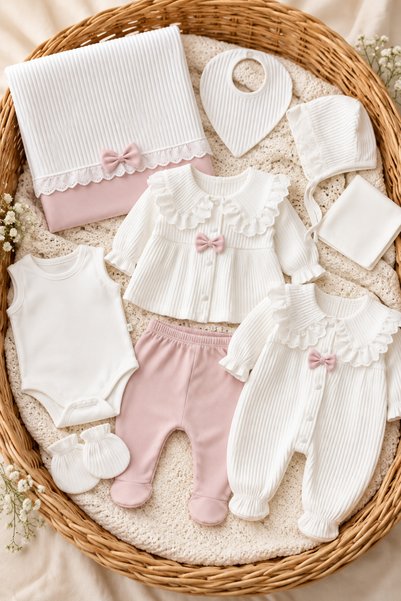 Cherub Baby Mary 100% Cotton Newborn Baby Girl 10 Piece Hospital Outfit Set