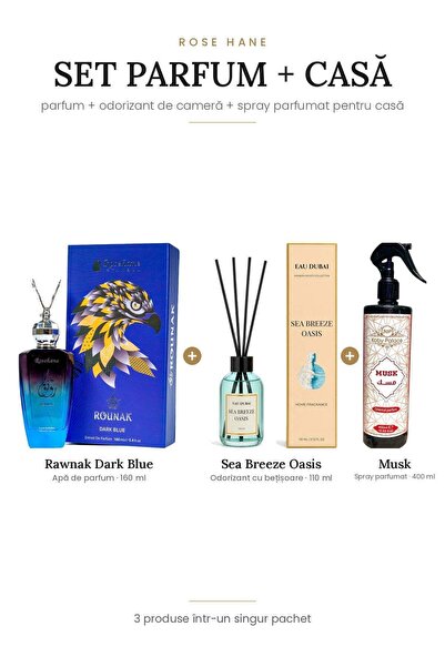rosehane Set Parfum + Casă Rose Hane – Rawnak Dark Blue + Sea Breeze Oasis + ...