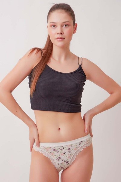 HerTon سراويل داخلية نسائية واسعة الأرجل مزينة بالدانتيل ومطبوعة، عبوة من 4 قطع