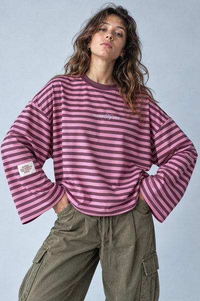 Hiccup Çizgili Oversize Sweatshirt