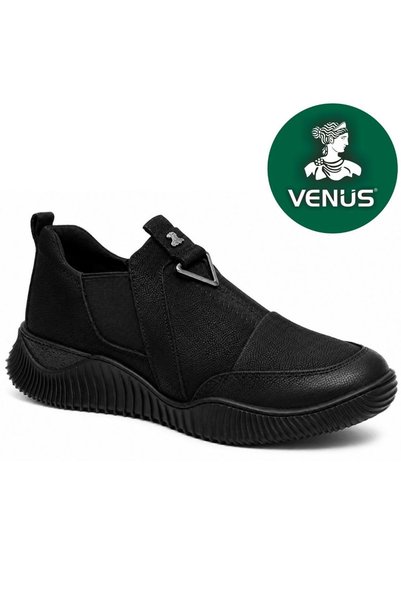 Venüs Eluza Genuine Leather Comfort Orthopedic Women's Heeled Shoes Black