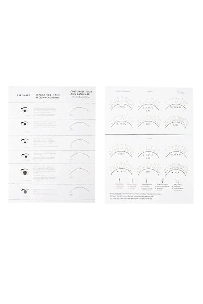 Choice4 white Beginner Lash Map Chart Wispy Lashes Pratice Chart Eye Shape Sp...