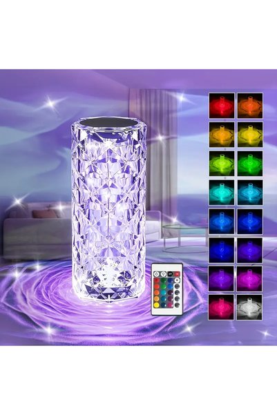 Choice RGB16 colors MULTI 1PC Crystal Rose Table Lamp, Remote Control & Touch...